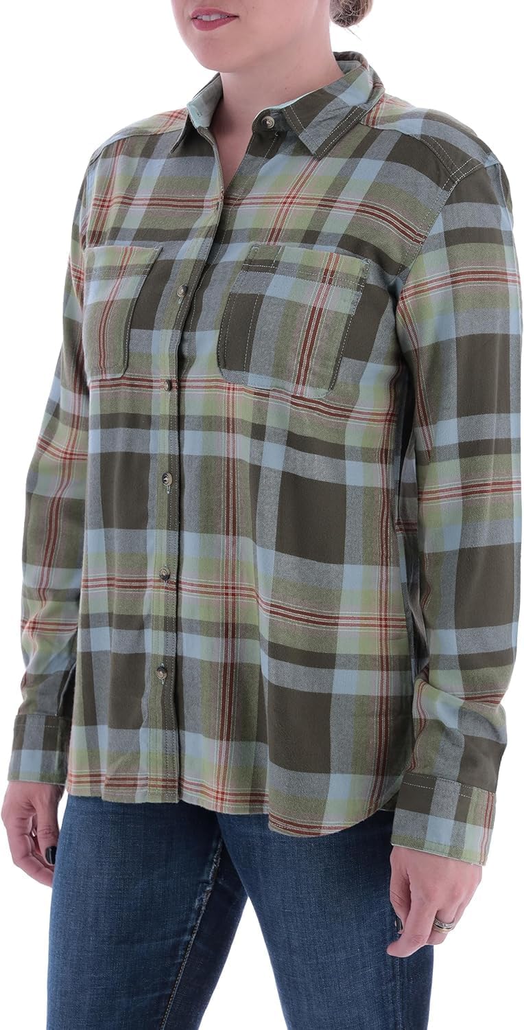 Womens Button Classic-Fit Shirts Plaid Long Sleeve Collared Business Casual Tops - Picture 39 of 81