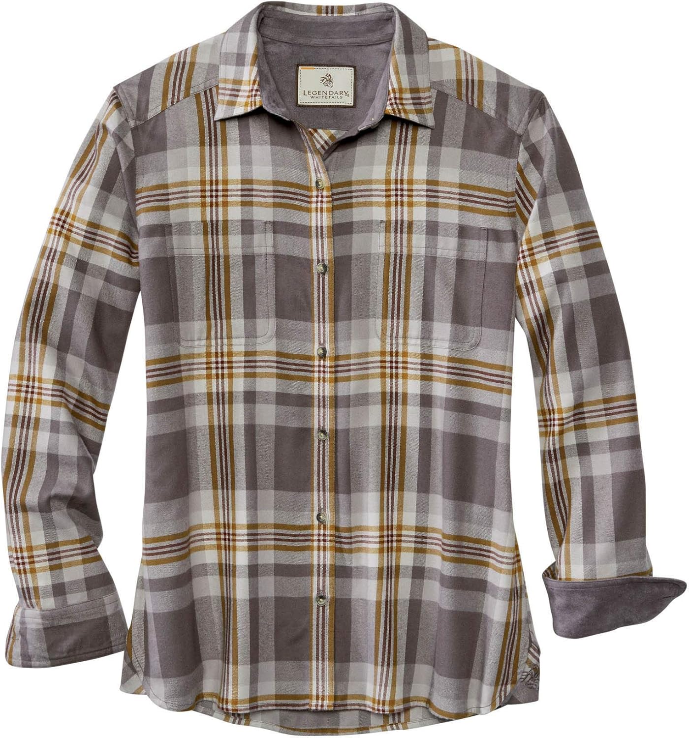 Womens Button Classic-Fit Shirts Plaid Long Sleeve Collared Business Casual Tops - Picture 56 of 81