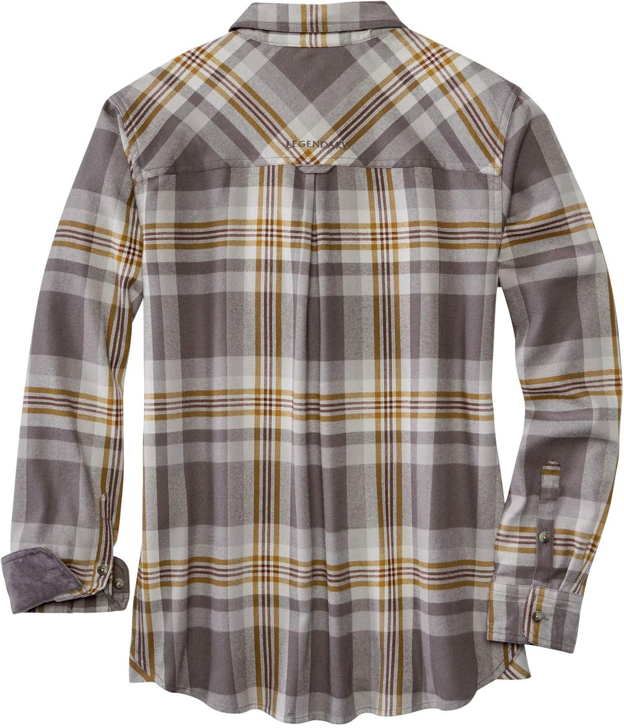 Womens Button Classic-Fit Shirts Plaid Long Sleeve Collared Business Casual Tops - Picture 57 of 81
