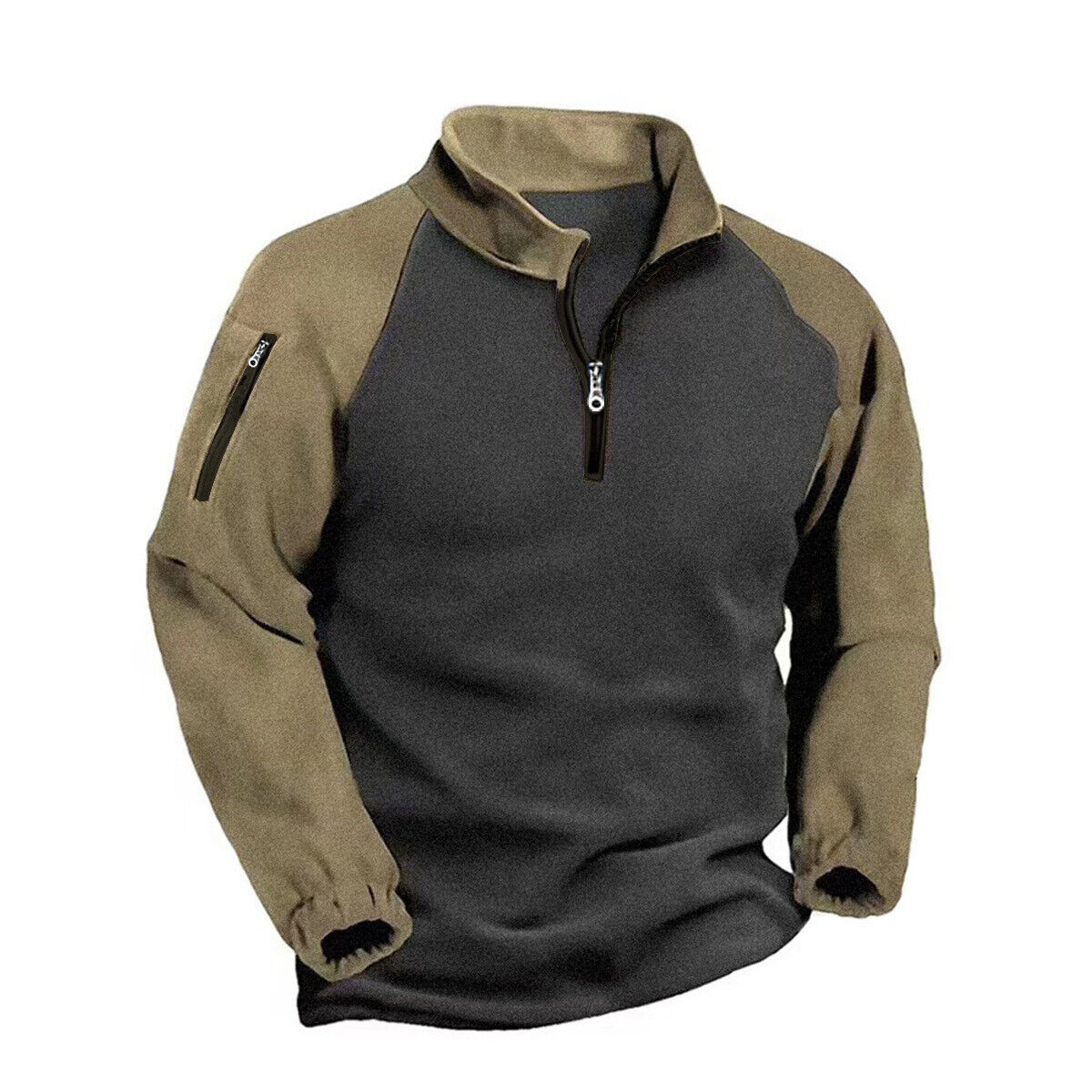 Herren Warm Pullover Sweater Pulli Stehkragen Langarmshirt Halber Reißverschluss - Bild 12 von 12