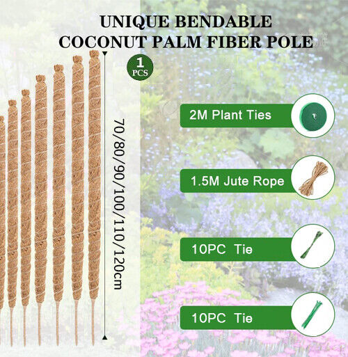 Moss Pole For Indoor Climbing Plant Coco Coir Pole House Plant Stakes Support UK