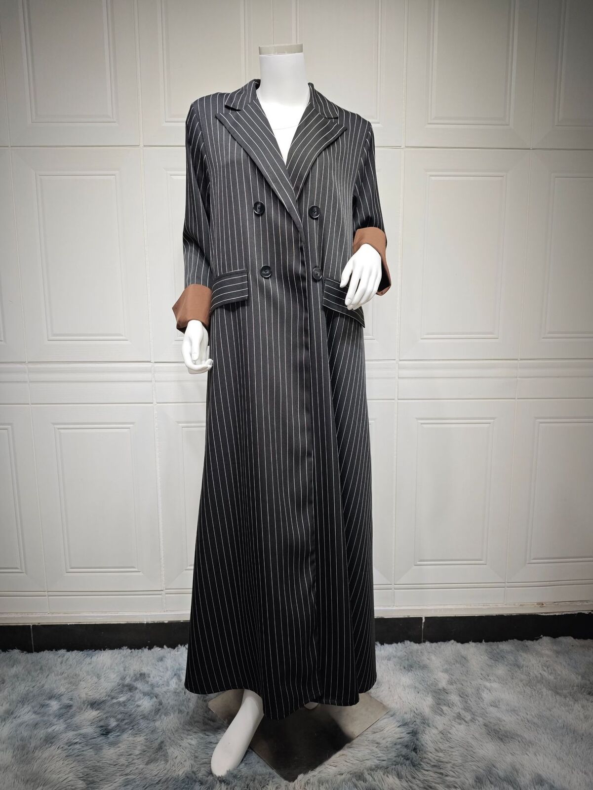 Muslim Abaya Arab Long Coat Islamic Women Burqa Double-Breasted Cardigan Robe