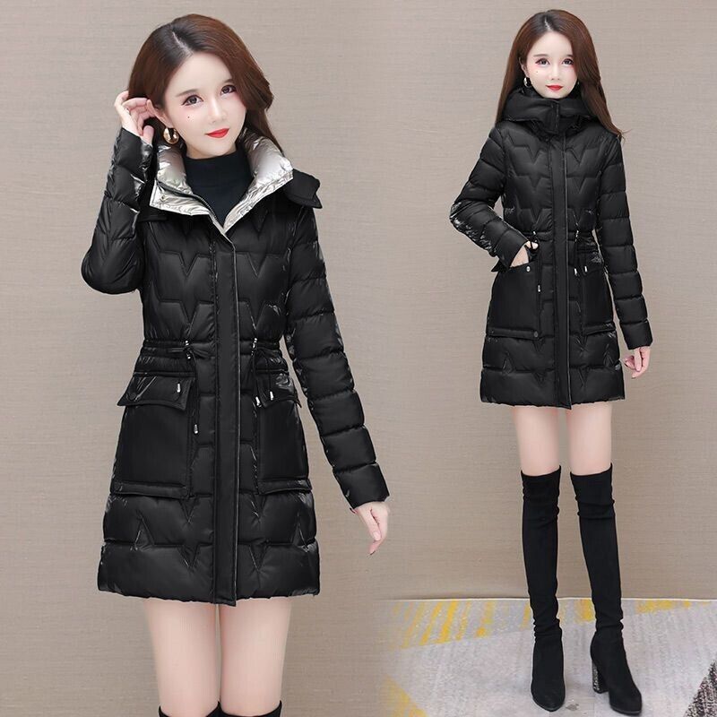 Women's Winter Padded Warm Hooded Long Jacket Parka Outwear Puffer Bright Coat - Picture 6 of 9
