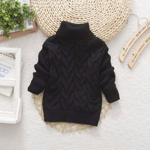 Boys Girls Kids Jumper Sweater Thick Knitted Warm Clothes Pullover Turtleneck