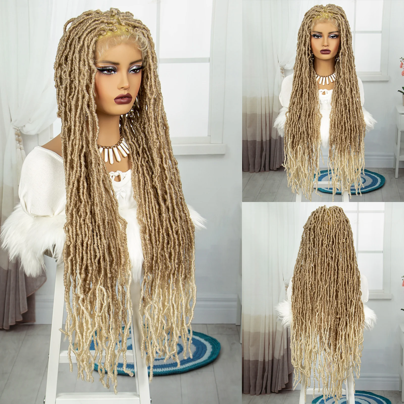 613 Full Lace Geflochtene Perücken Häkel Zöpfe Perücke für Frauen 36 cm Knotenlos Lace - Bild 11 von 15