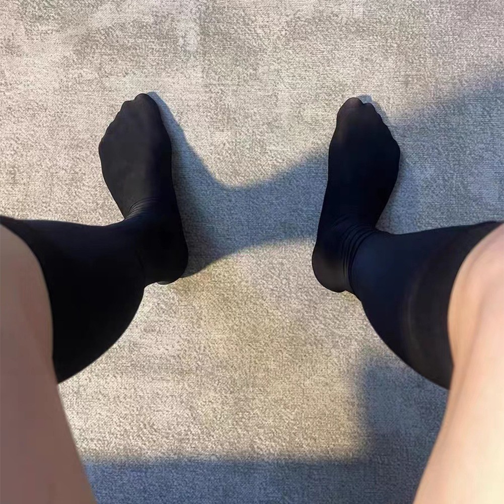 Stretchy Shiny Sheer Mesh Oil Socks Mens Over the Calf Stockings Navy blue - Picture 22 of 28