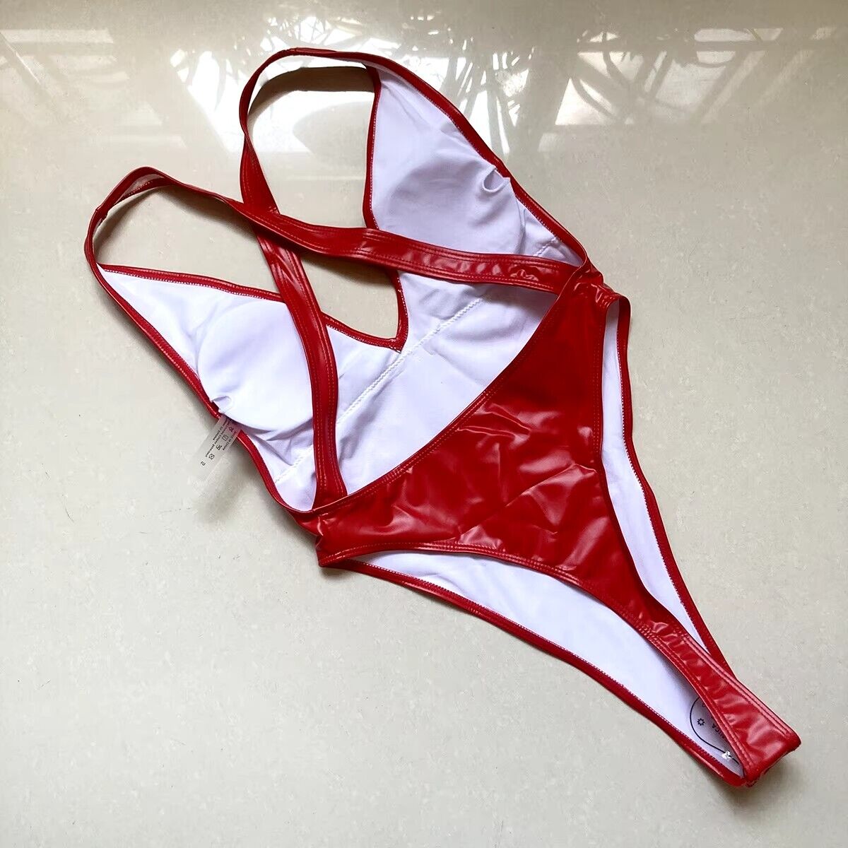 Hot new Sexy PU Thong One Piece Swimsuit Swimwear Cut Out Monokini Bathing Suits - Picture 24 of 25