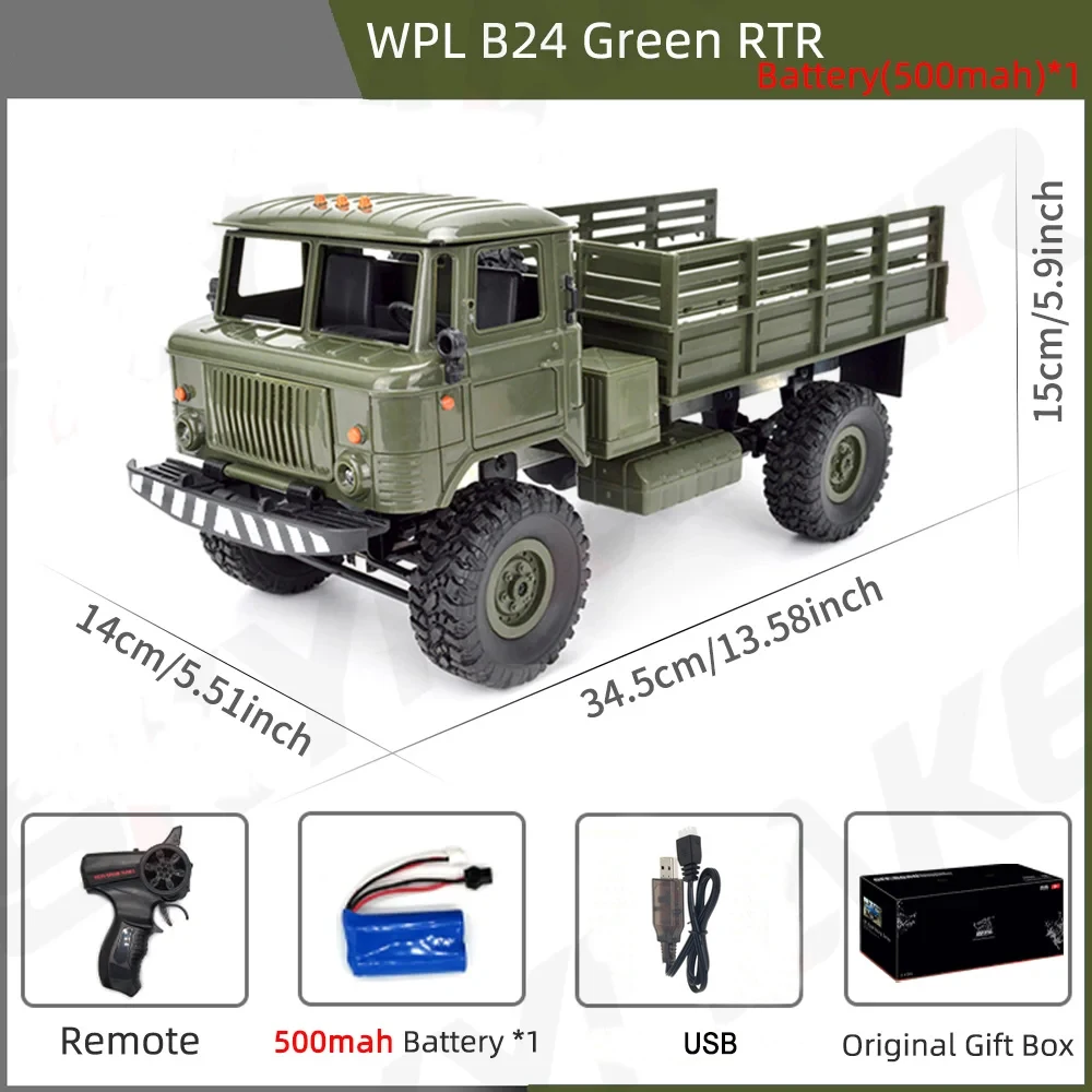 1:16 Wpl B-24 Gaz-66 4wd Rc Car Military Truck Off-road Climbing Vehicle - Picture 25 of 26