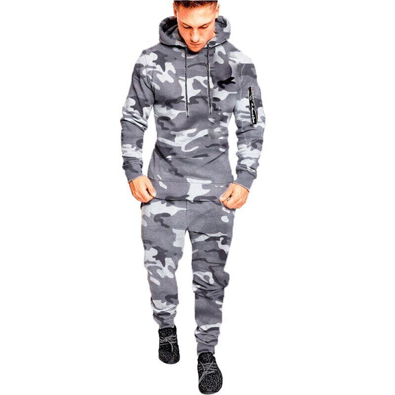 Conjunto de 2 piezas de chándal para hombre sudadera para correr ropa deportiva con capucha + pantalón traje - Imagen 20 de 22