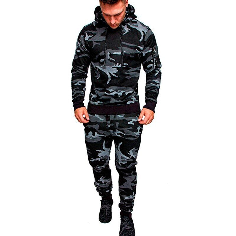 Conjunto de 2 piezas de chándal para hombre sudadera para correr ropa deportiva con capucha + pantalón traje - Imagen 21 de 22