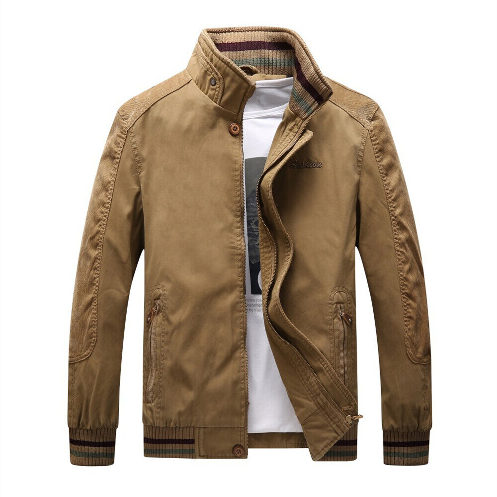 Mens Flight Jacket Casual Long Sleeve Coat Sportwear Zipper Cargo Outdoor Jacket - Picture 14 of 16