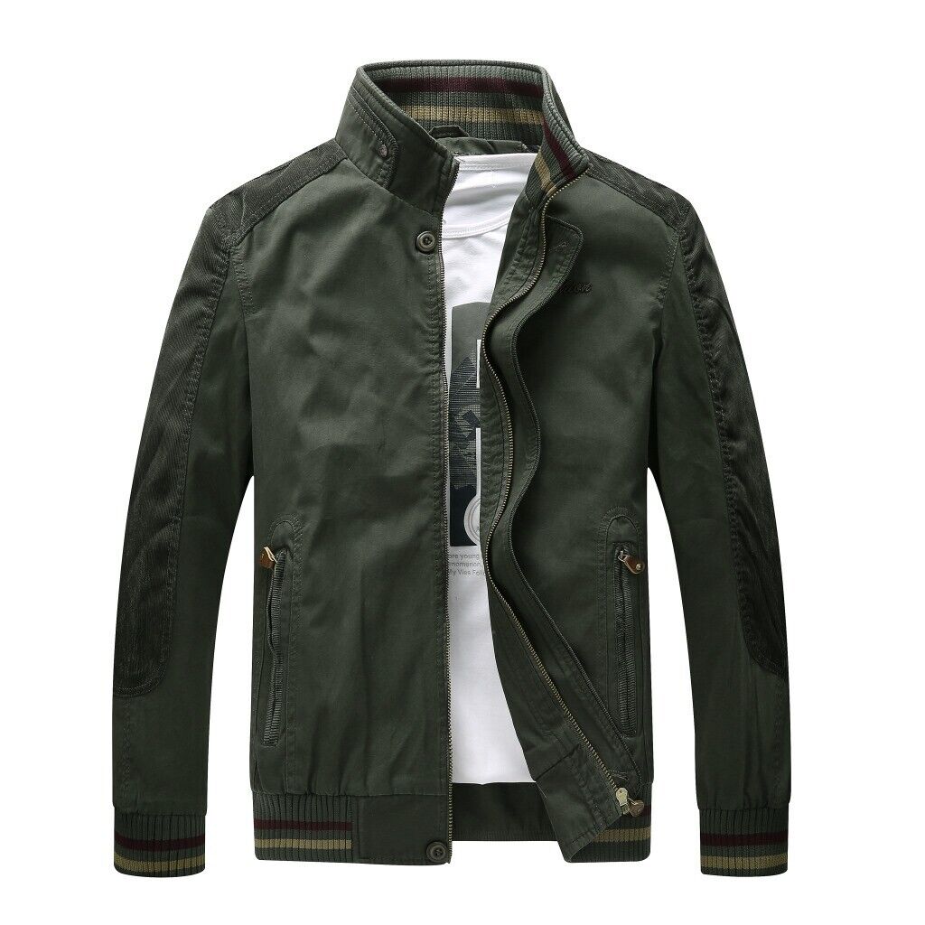 Mens Flight Jacket Casual Long Sleeve Coat Sportwear Zipper Cargo Outdoor Jacket - Picture 15 of 16