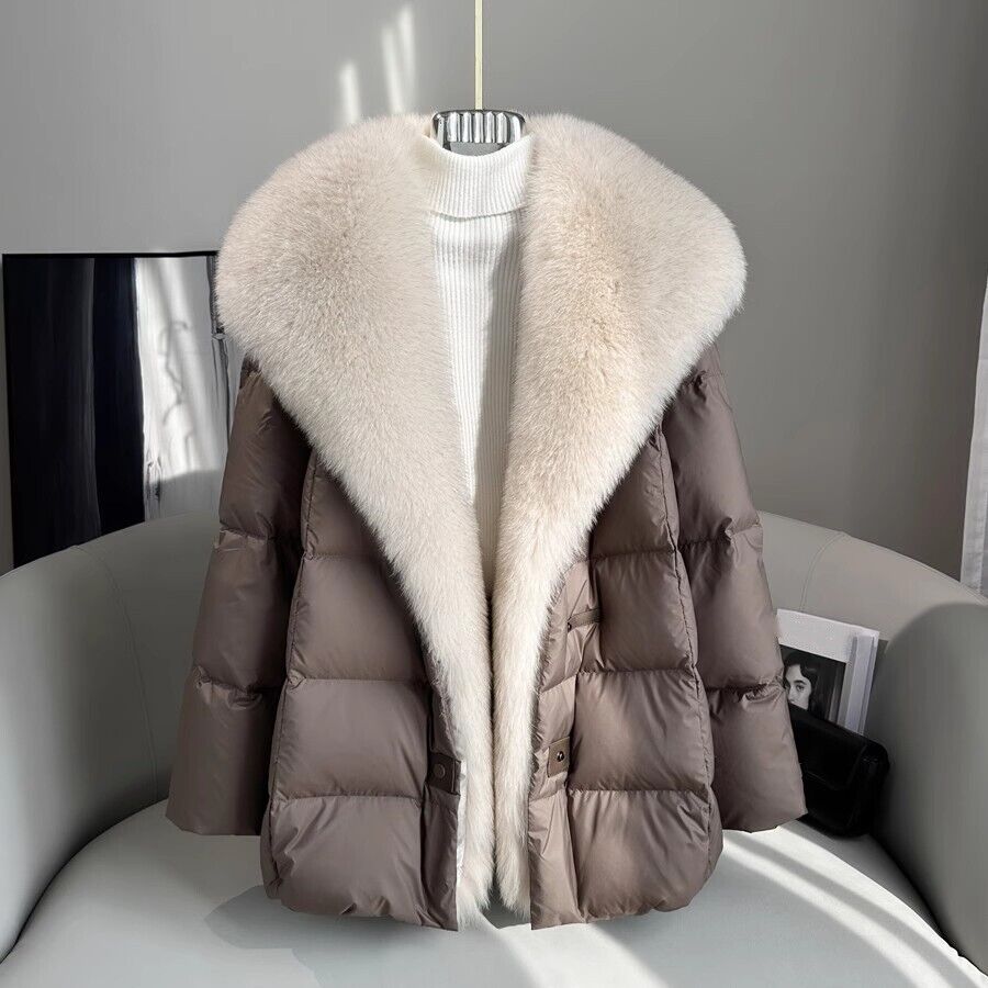 Faux Fox Fur Detachable Large Collar Cotton Down Jacket Women's Winter Jacket