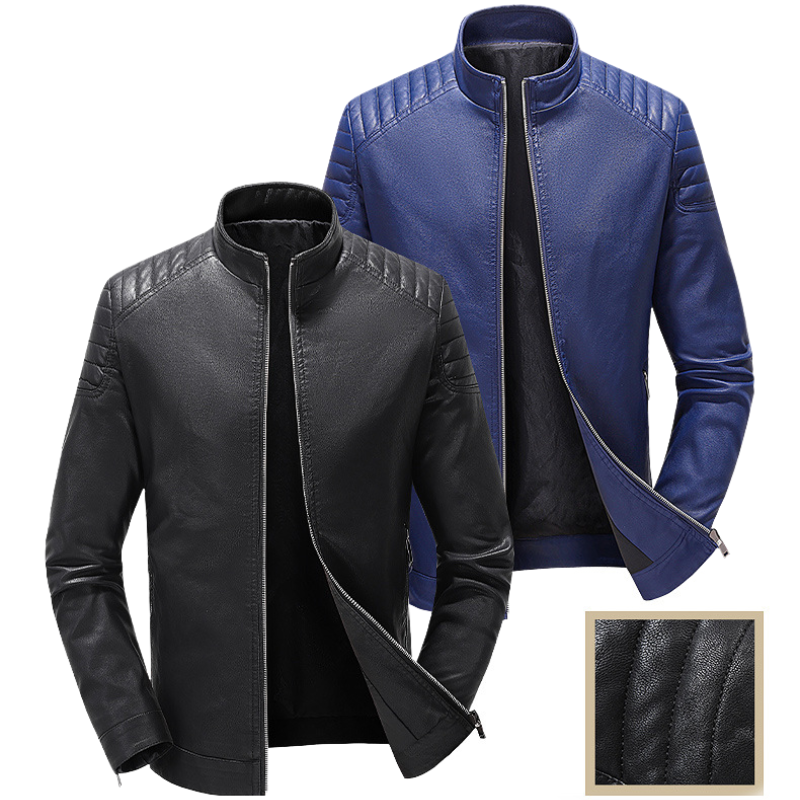 Men's Leather Jacket Thin Long Sleeve Motorcycle Jacket Coat - Bild 4 von 18