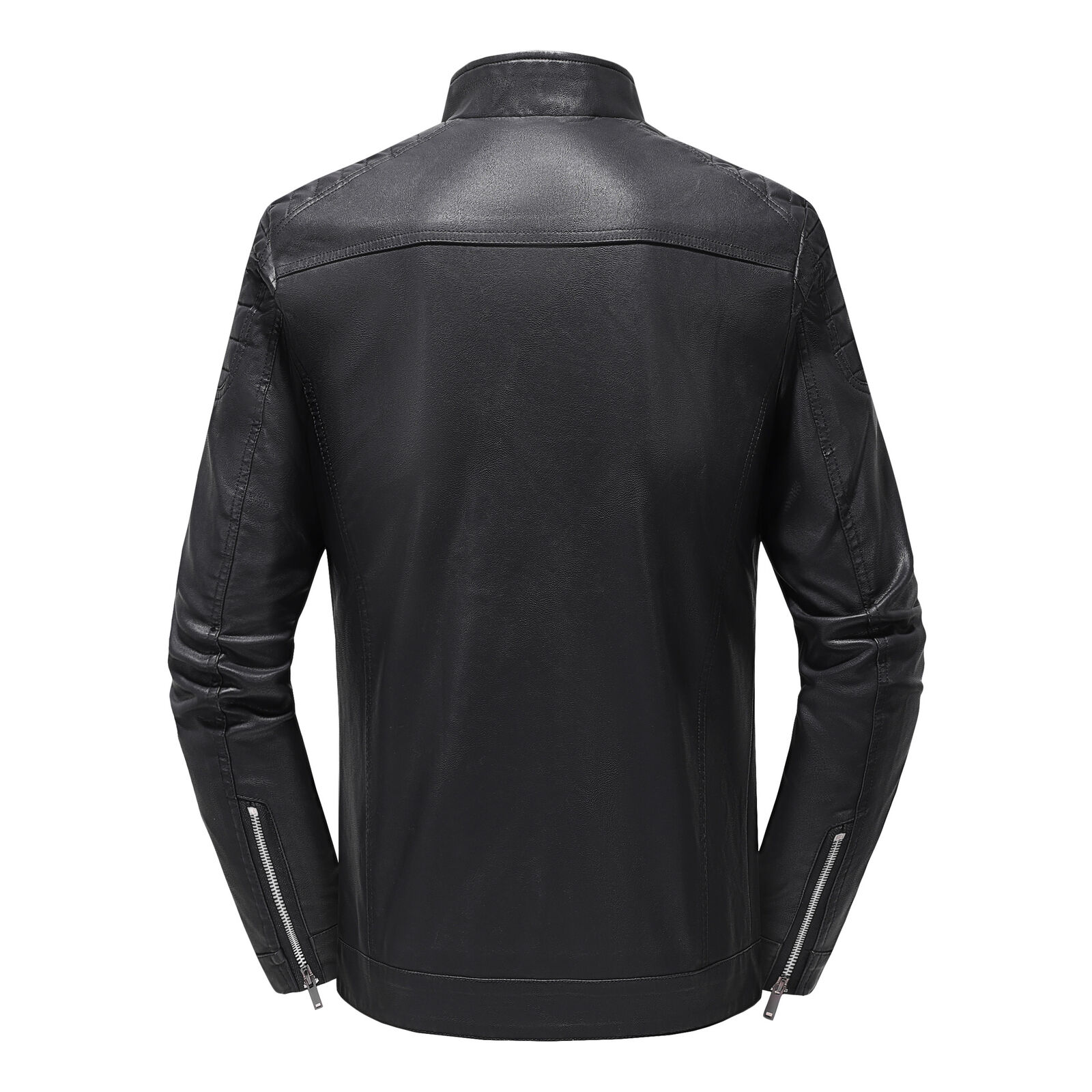 Men's Leather Jacket Thin Long Sleeve Motorcycle Jacket Coat - Bild 5 von 18