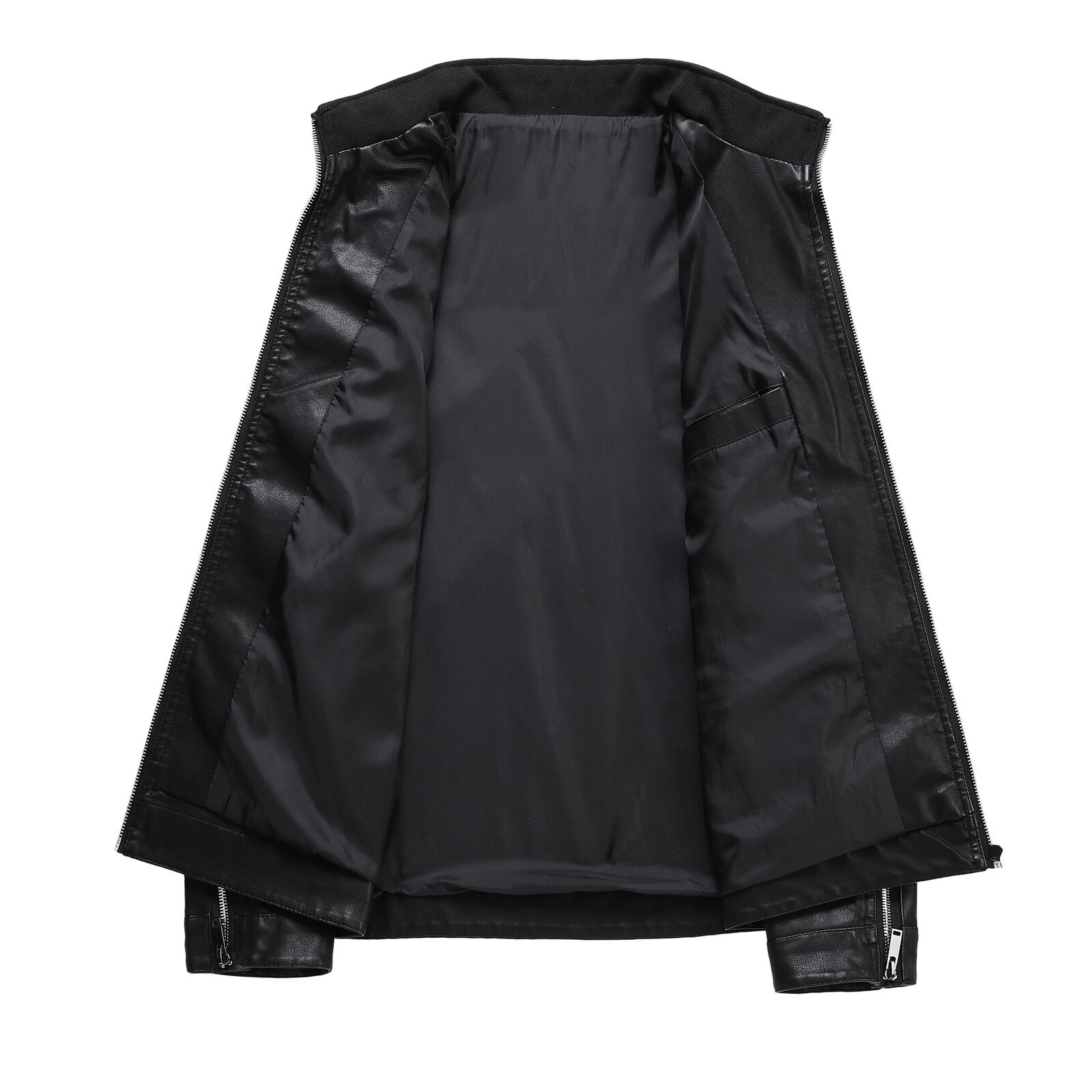 Men's Leather Jacket Thin Long Sleeve Motorcycle Jacket Coat - Bild 7 von 18
