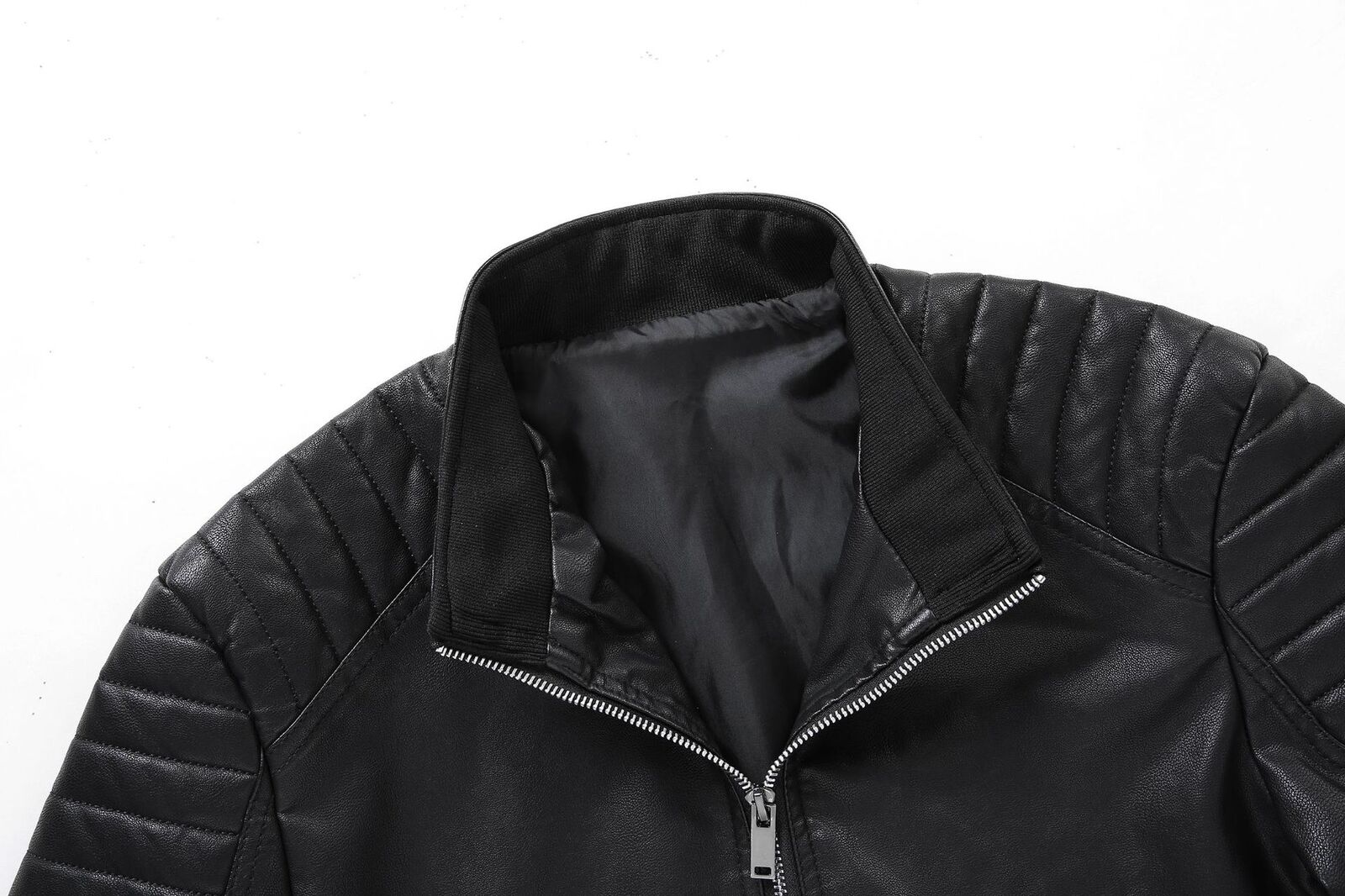 Men's Leather Jacket Thin Long Sleeve Motorcycle Jacket Coat - Bild 8 von 18