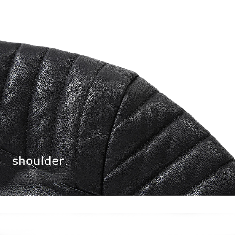 Men's Leather Jacket Thin Long Sleeve Motorcycle Jacket Coat - Bild 9 von 18