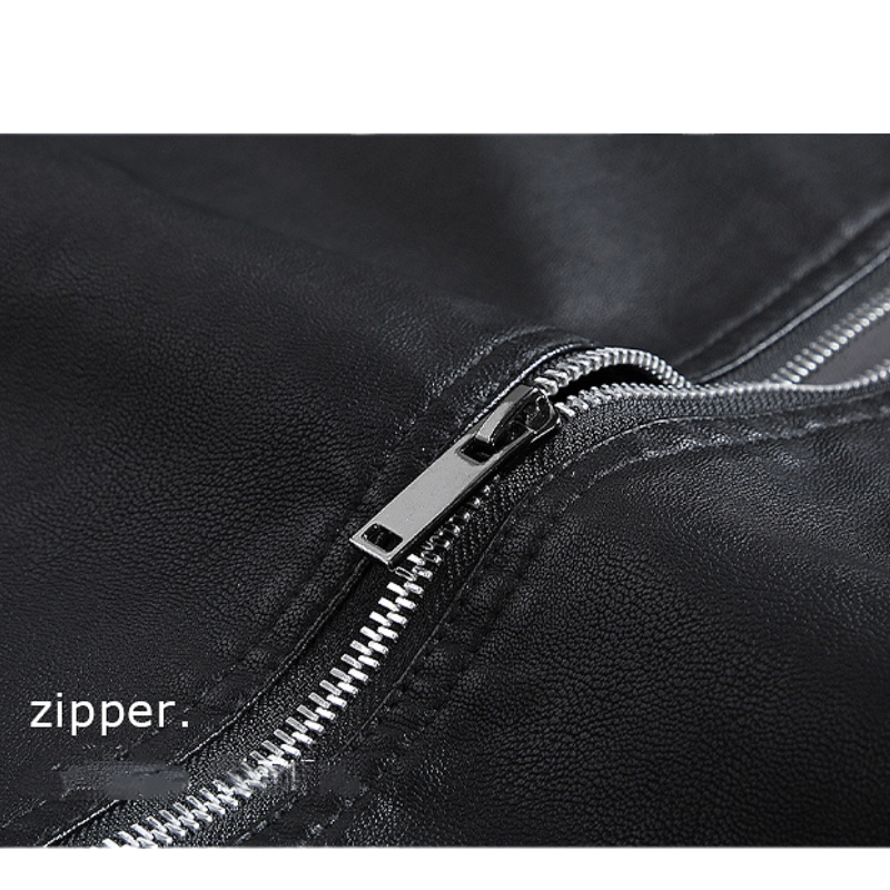 Men's Leather Jacket Thin Long Sleeve Motorcycle Jacket Coat - Bild 10 von 18
