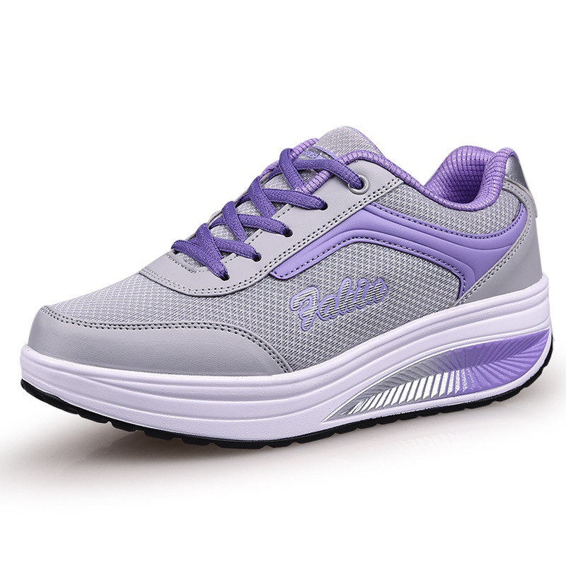 Womens Wedge Hidden Running Trainers Ladies Sports Sneakers Lace Up Shoes Size - Picture 8 of 10