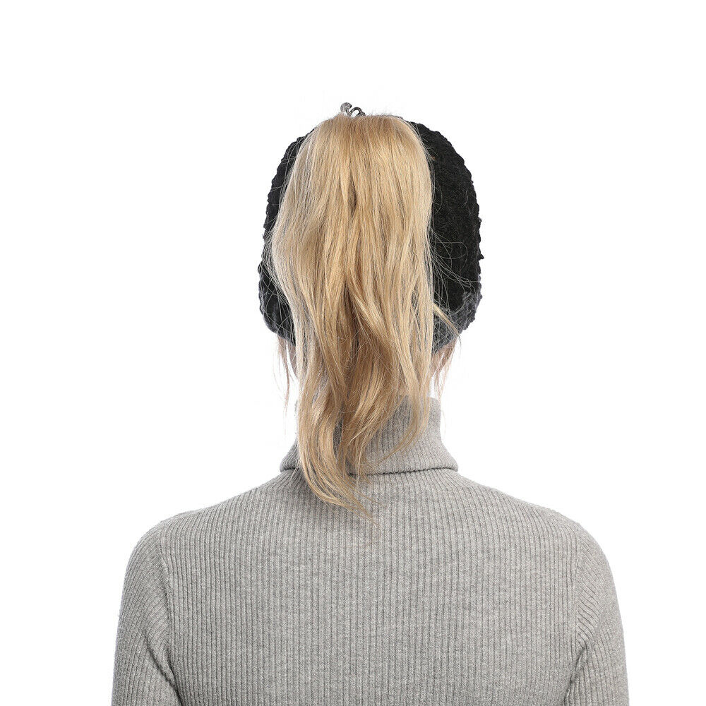 Mujeres Invierno Tejido Hueco Top Cola de Caballo Gorro Cálido Exterior Corredor Sombrero Gorra - Imagen 27 de 35