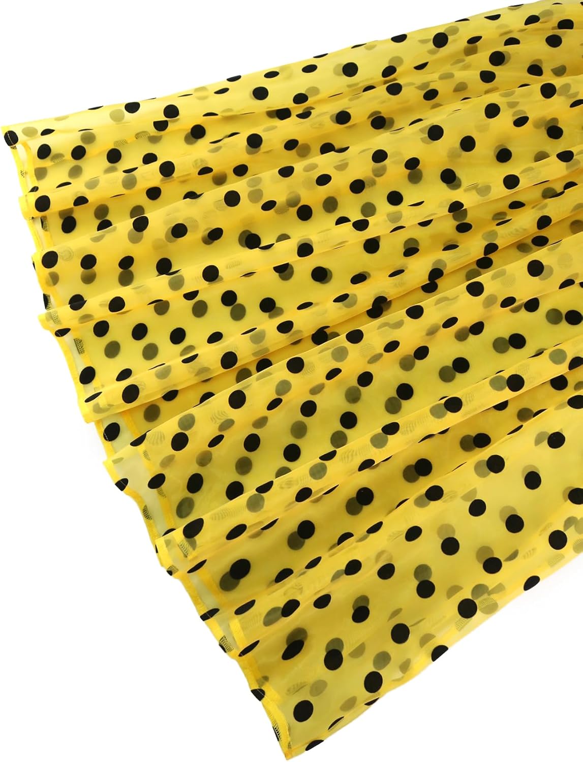 AOMEI Damen Ploka Punkte Puffärmel Midikleid Netz Rüschen A-Linie Freizeitkleider - Bild 17 von 17