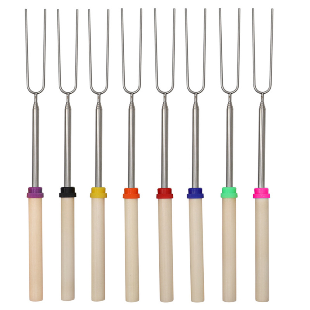 Telescoping Roasting Forks Kebab Easy to Clean Metal Skewers Roasting Stick