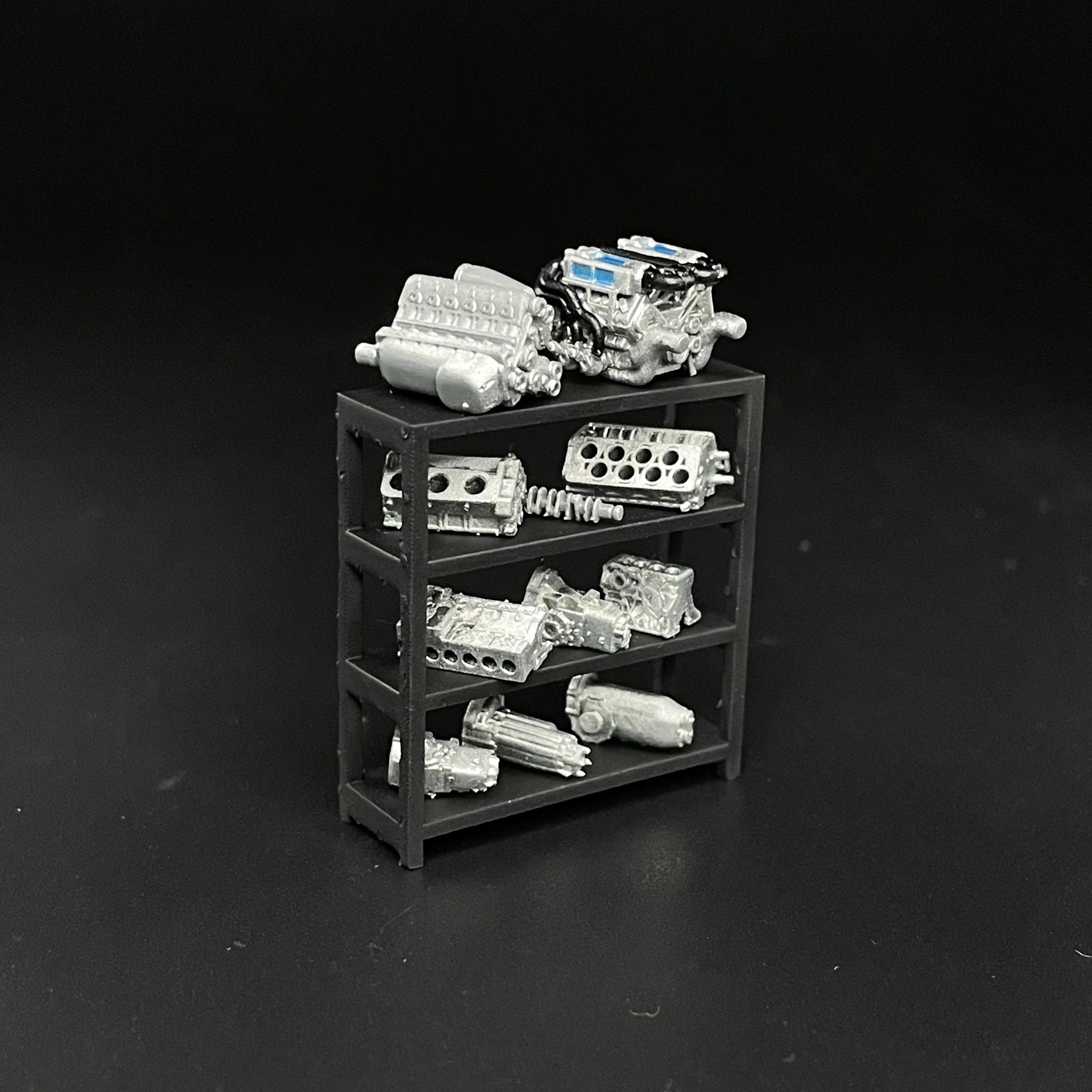 Mesa de herramientas porta motor 1/64 reparación automática modelo coche garaje escena accesorios miniatura - Imagen 28 de 30