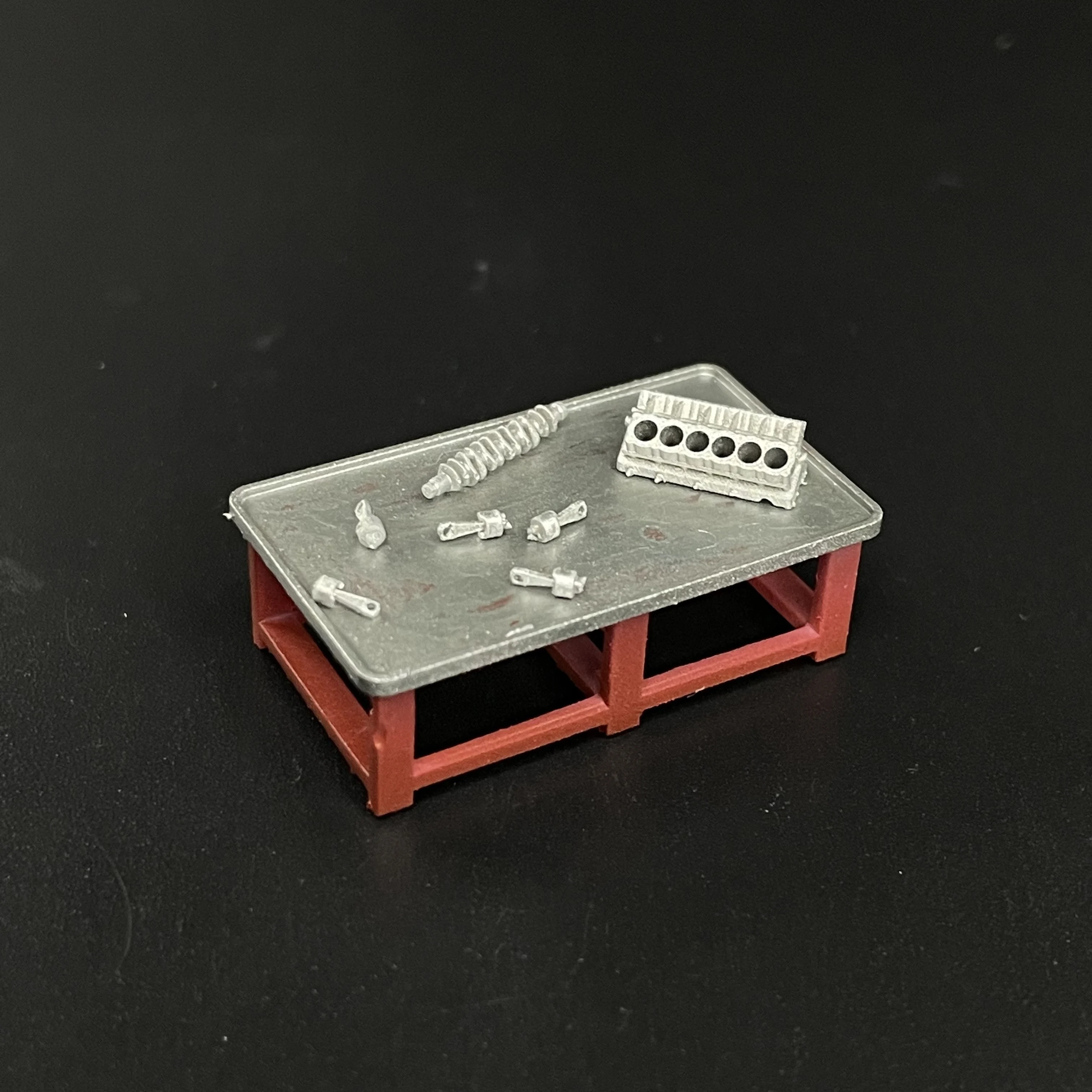 Mesa de herramientas porta motor 1/64 reparación automática modelo coche garaje escena accesorios miniatura - Imagen 25 de 30