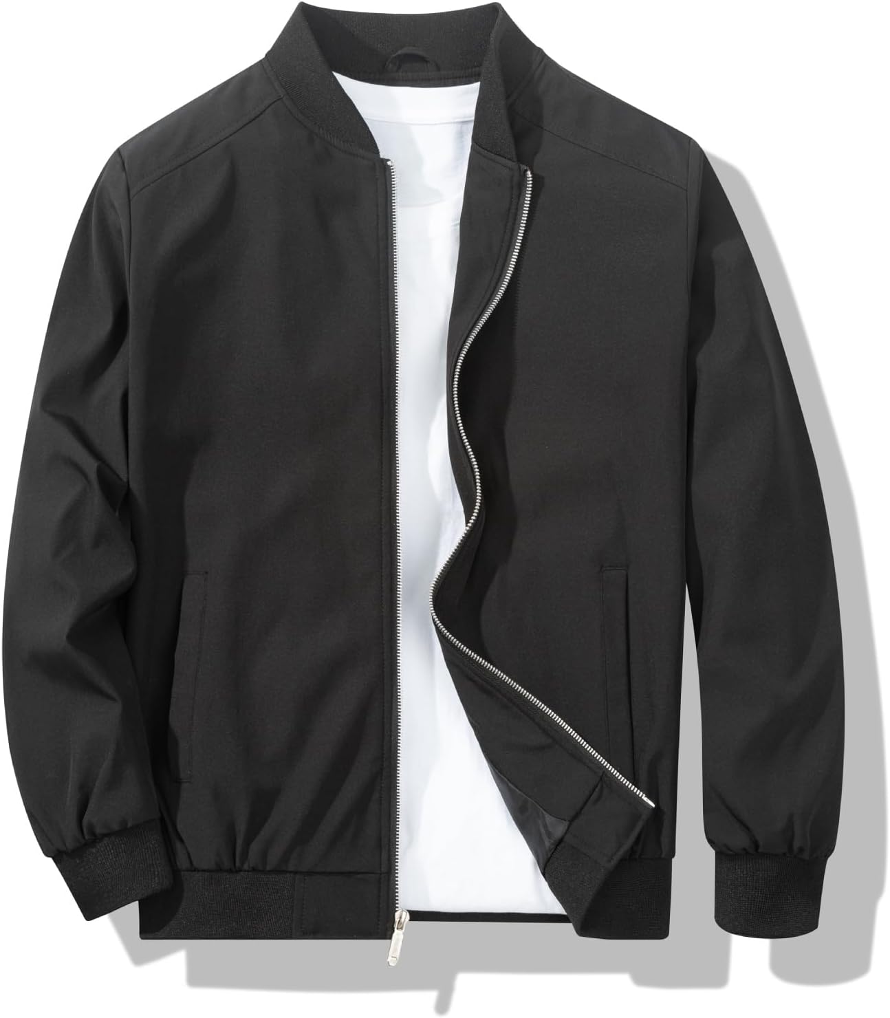 Men's Bomber Jacket Stylish Lightweight Windbreaker Spring Fall Casual Jackets - Picture 25 of 30