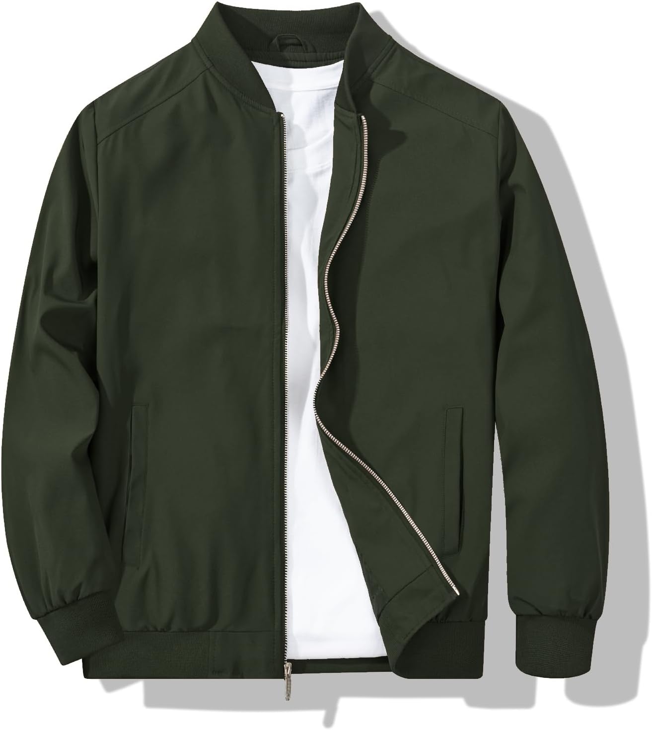 Men's Bomber Jacket Stylish Lightweight Windbreaker Spring Fall Casual Jackets - Picture 28 of 30