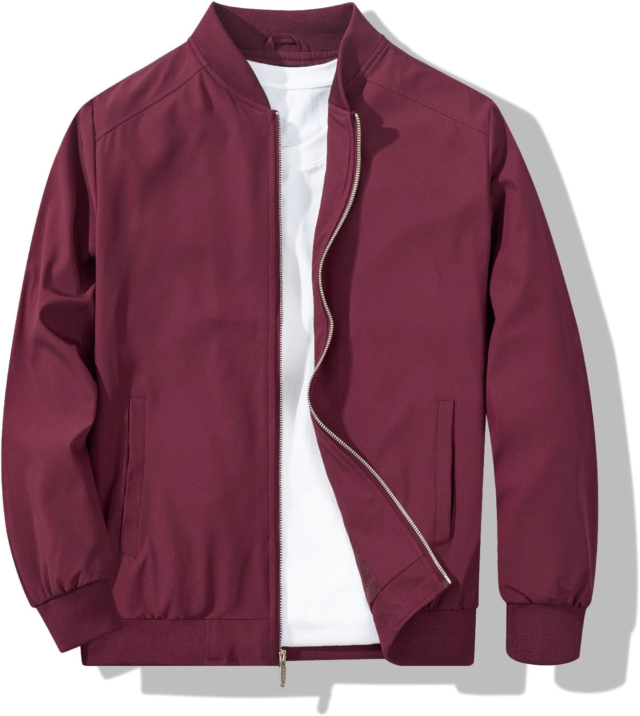 Men's Bomber Jacket Stylish Lightweight Windbreaker Spring Fall Casual Jackets - Picture 29 of 30