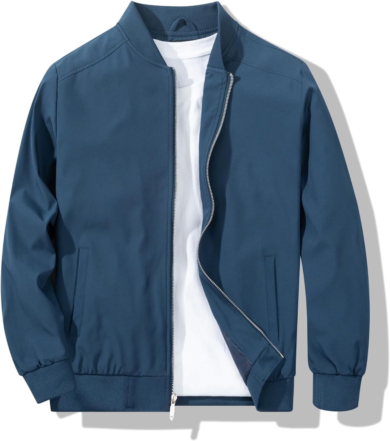 Men's Bomber Jacket Stylish Lightweight Windbreaker Spring Fall Casual Jackets - Picture 30 of 30