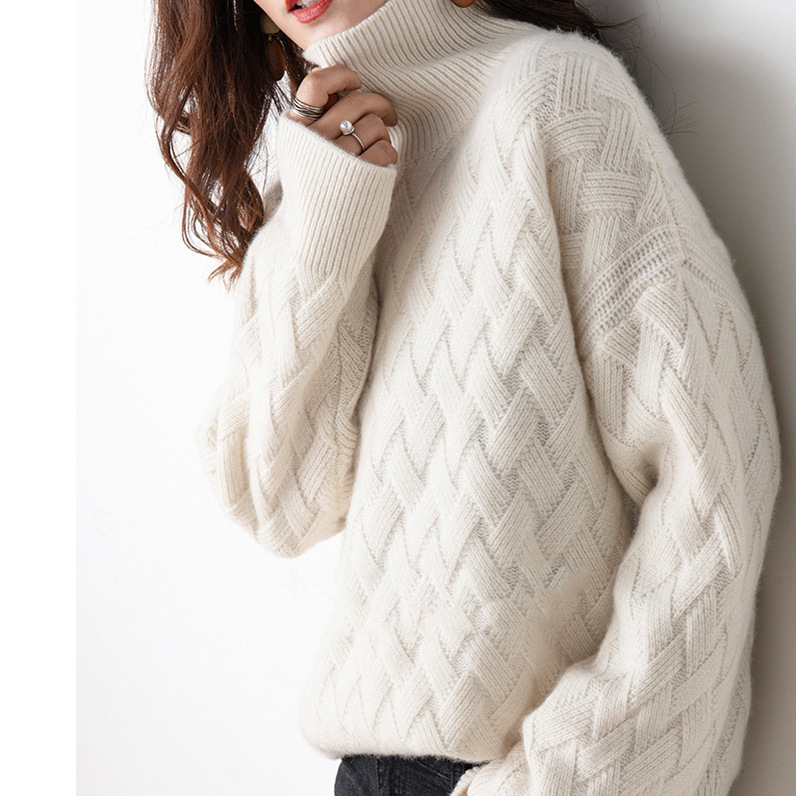 Autumn and Winter Women's High Neck Knitwear Loose and Thick Lazy Sweater