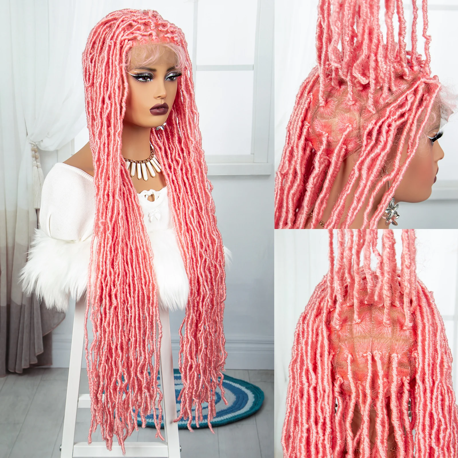 Full Lace Braided Wigs for Black Women 36 Inches Box Braided Wigs Knotless - Picture 7 of 15