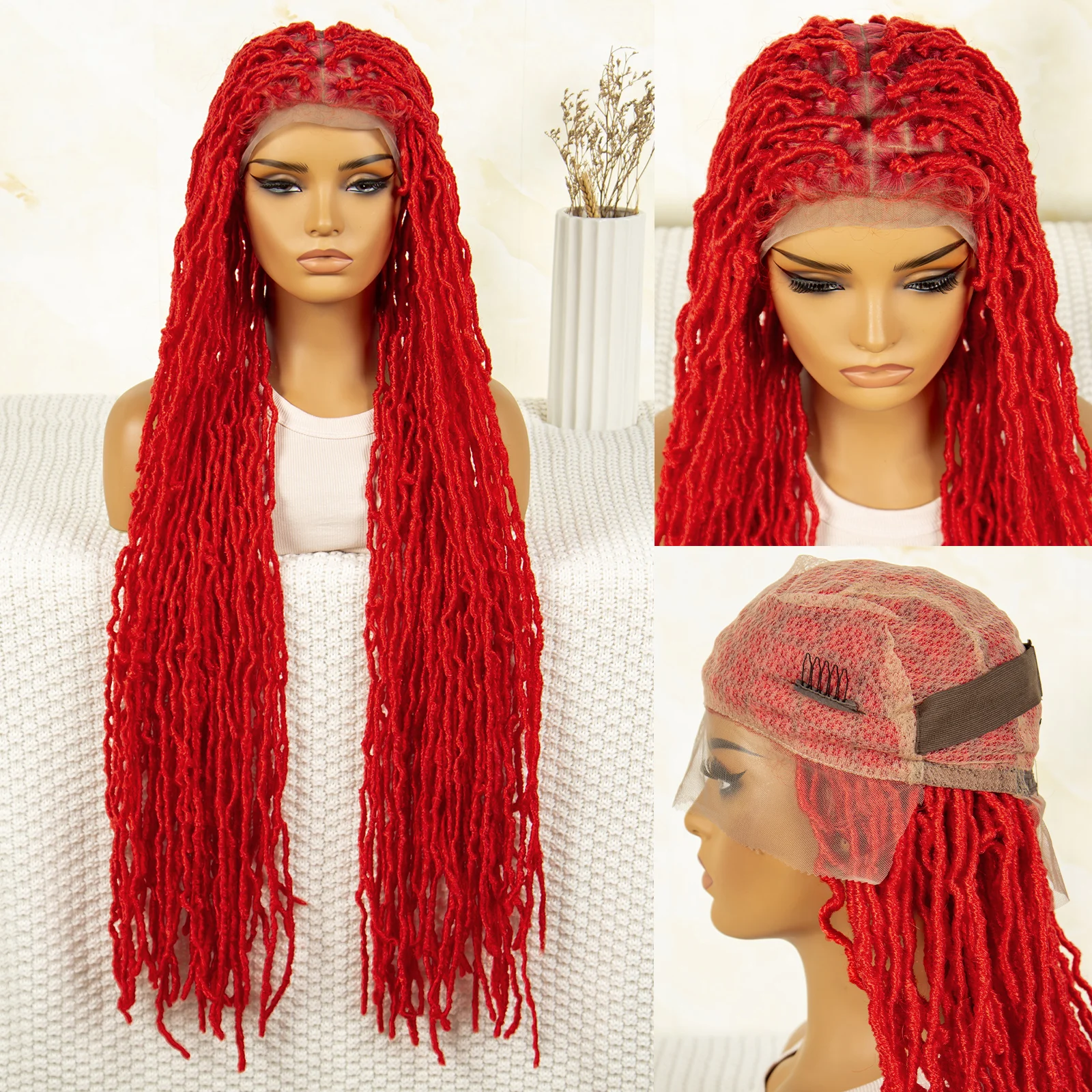 Full Lace Braided Wigs for Black Women 36 Inches Box Braided Wigs Knotless - Picture 8 of 15