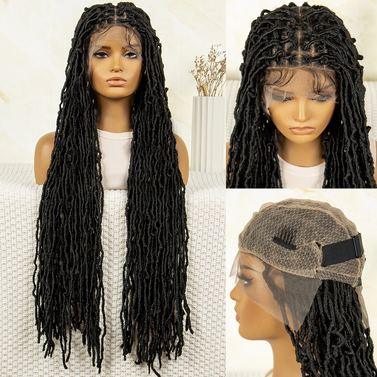 Full Lace Braided Wigs for Black Women 36 Inches Box Braided Wigs Knotless - Picture 9 of 15