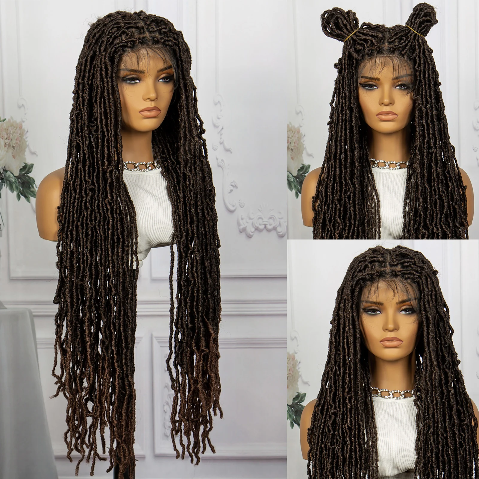Full Lace Braided Wigs for Black Women 36 Inches Box Braided Wigs Knotless - Picture 13 of 15