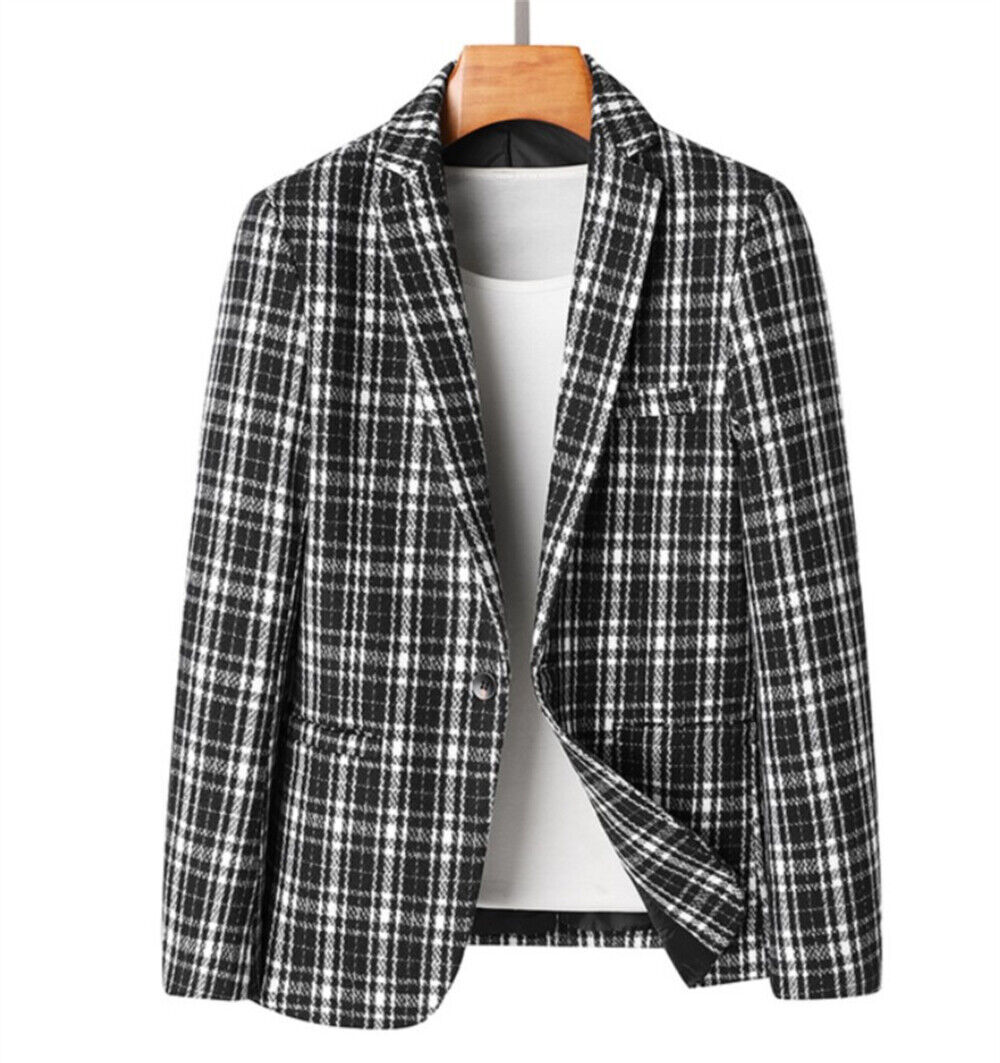 Men Formal Work Blazer Jacket Business Casual Button Slim Fit Suit Coat Tops - Picture 12 of 12