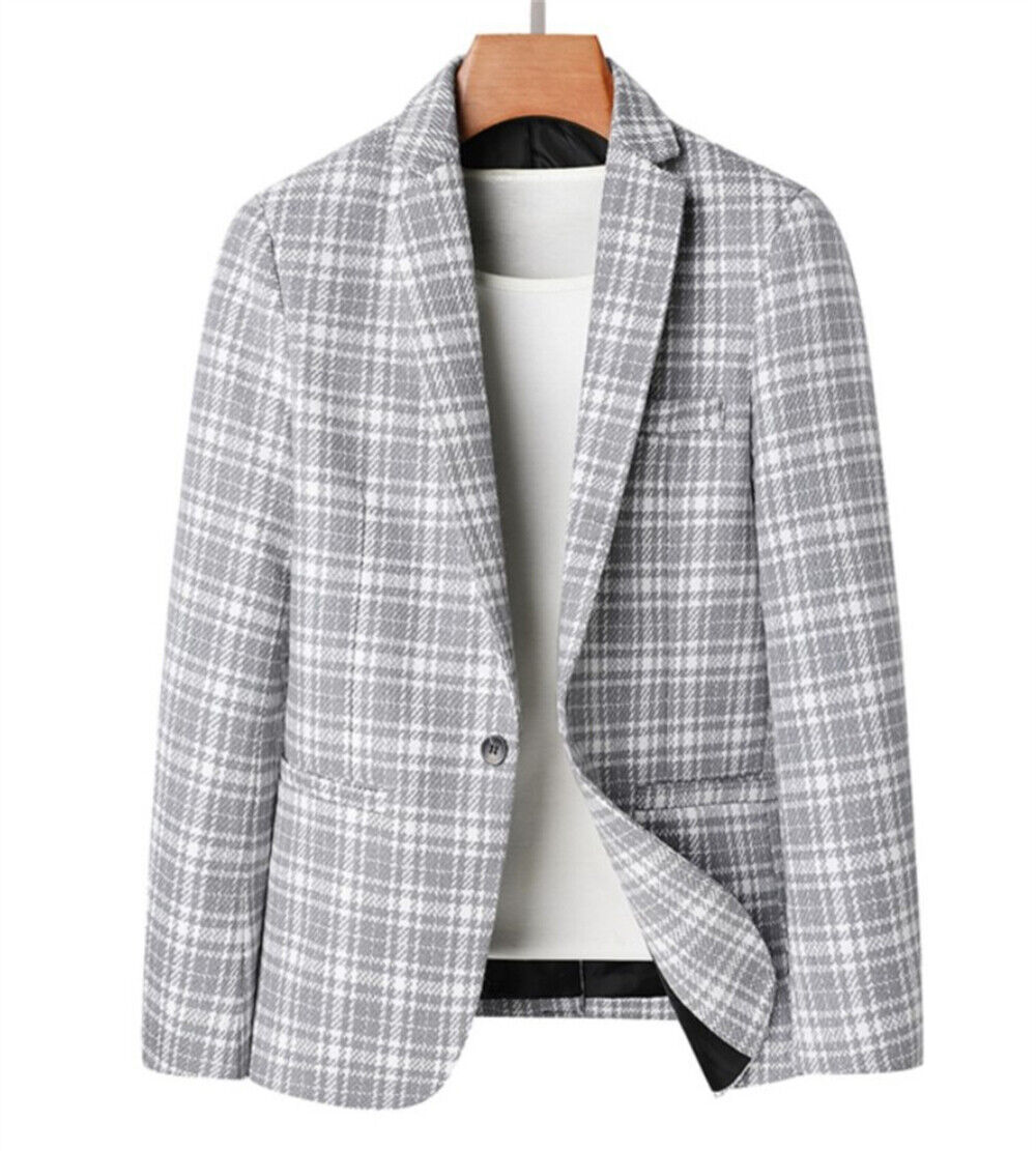 Men Formal Work Blazer Jacket Business Casual Button Slim Fit Suit Coat Tops - Picture 10 of 12