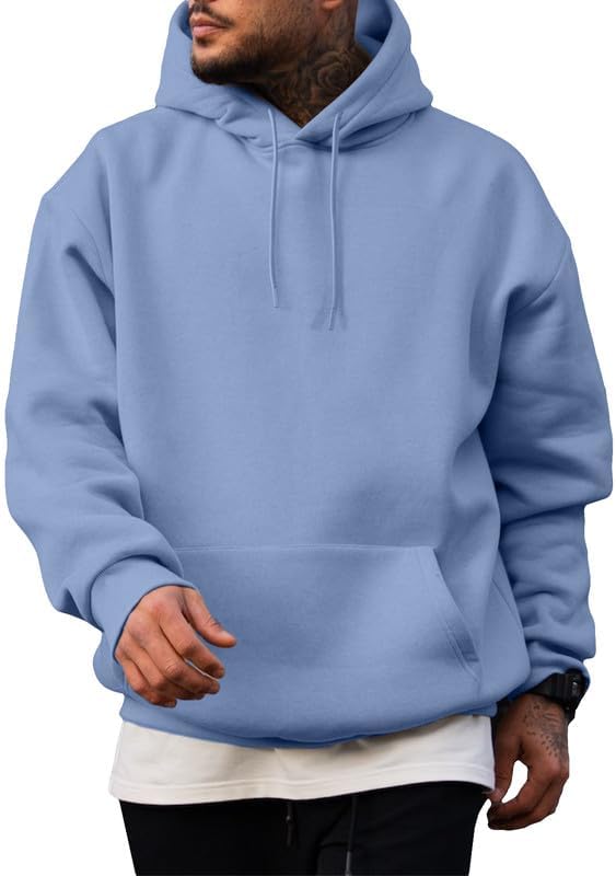 Mens Casual Cotton Hooded Collar Hoodies Pullover Sweatshirts Long Sleeve Shirts - Picture 24 of 47