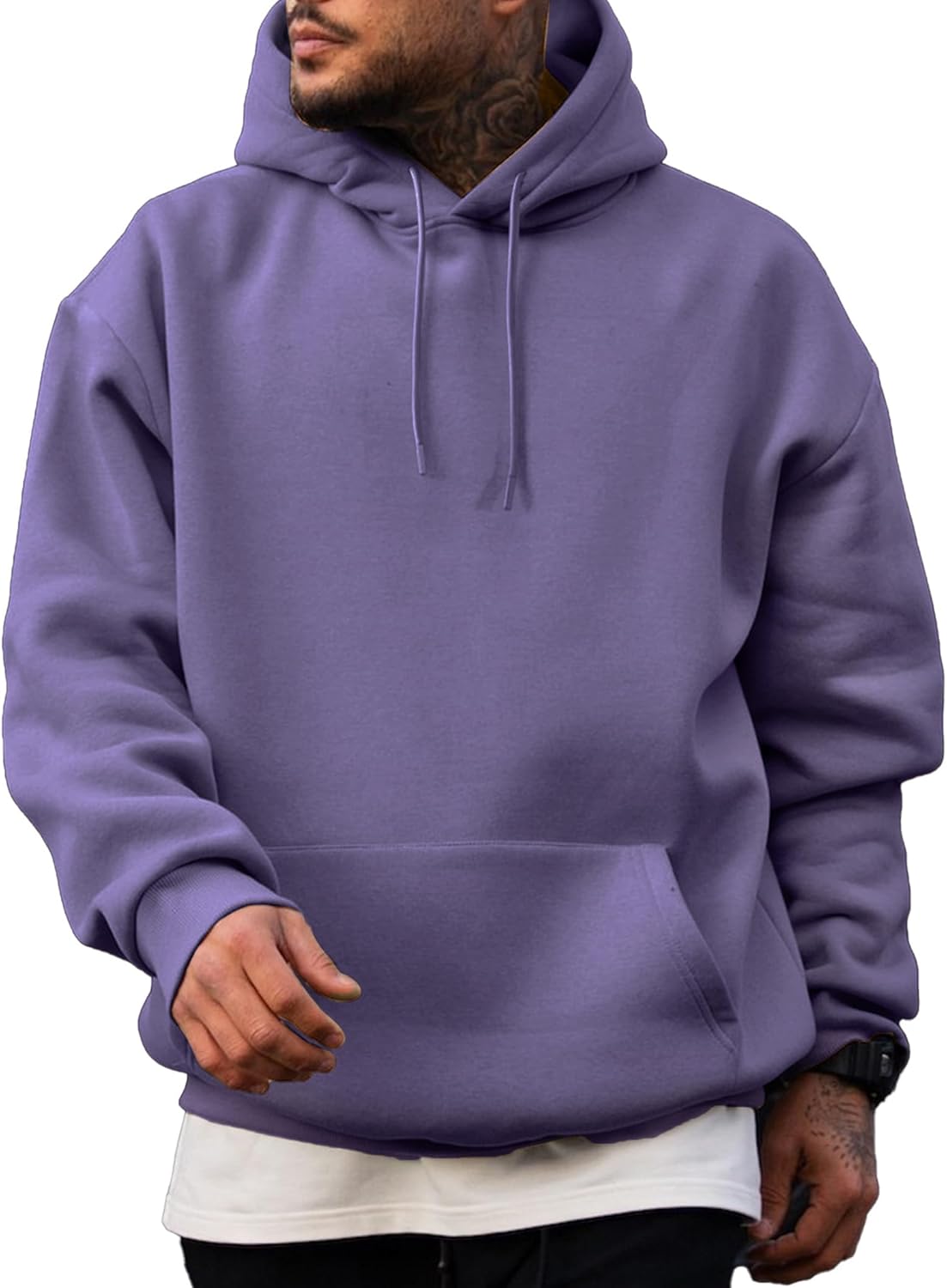Mens Casual Cotton Hooded Collar Hoodies Pullover Sweatshirts Long Sleeve Shirts - Picture 30 of 47