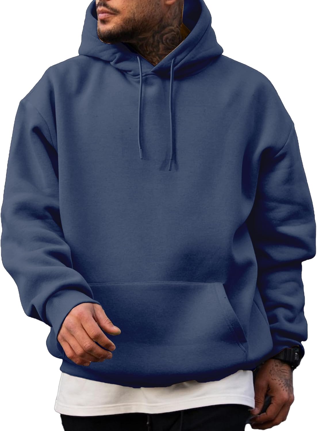 Mens Casual Cotton Hooded Collar Hoodies Pullover Sweatshirts Long Sleeve Shirts - Picture 31 of 47