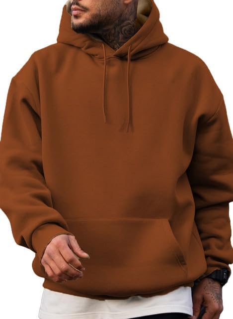 Mens Casual Cotton Hooded Collar Hoodies Pullover Sweatshirts Long Sleeve Shirts - Picture 32 of 47