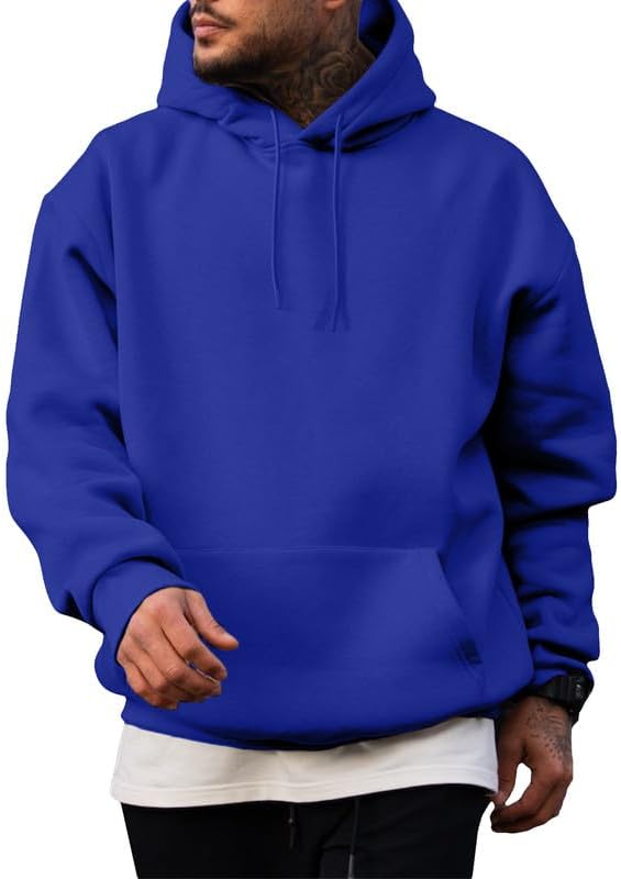 Mens Casual Cotton Hooded Collar Hoodies Pullover Sweatshirts Long Sleeve Shirts - Picture 40 of 47