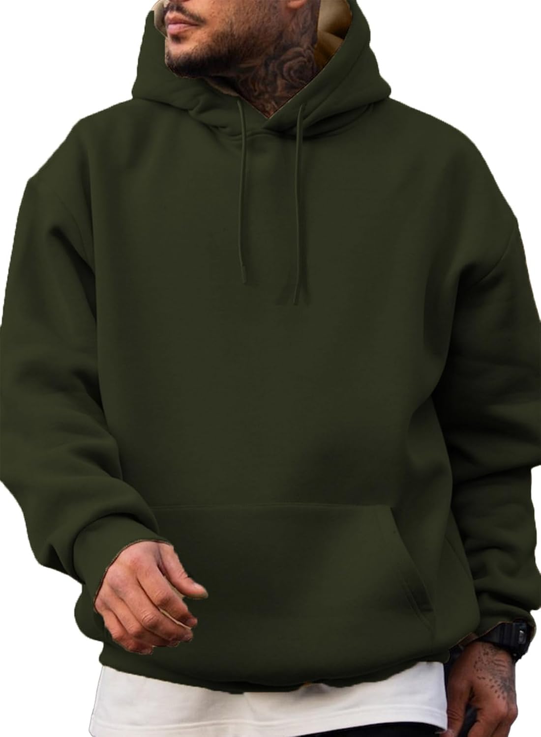 Mens Casual Cotton Hooded Collar Hoodies Pullover Sweatshirts Long Sleeve Shirts - Picture 42 of 47