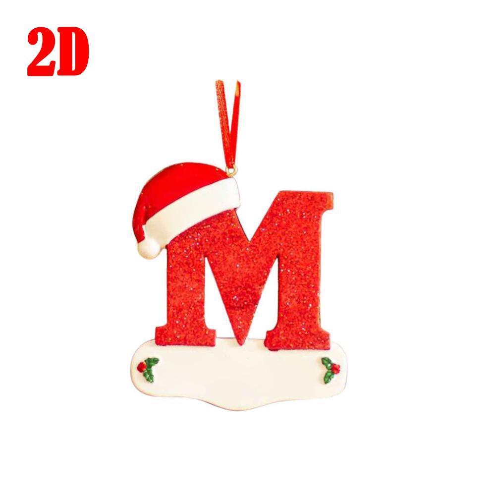 26 LetterS Alphabet Christmas Pendant Wooden Painted Xmas Tree OrnamentS Decors - Picture 26 of 39