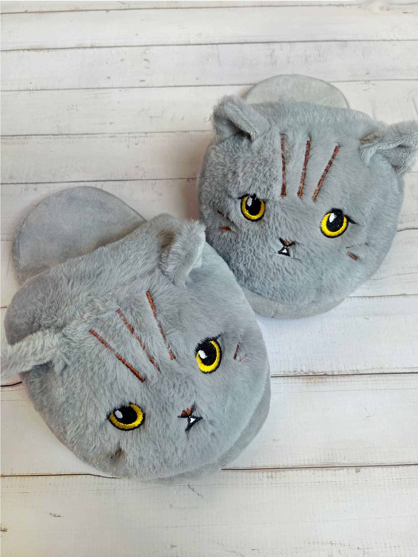 Cute Cartoon Coffee Cat Slippers Indoor Home Warm Cat Head Plush Cotton Slippers - Picture 9 of 9
