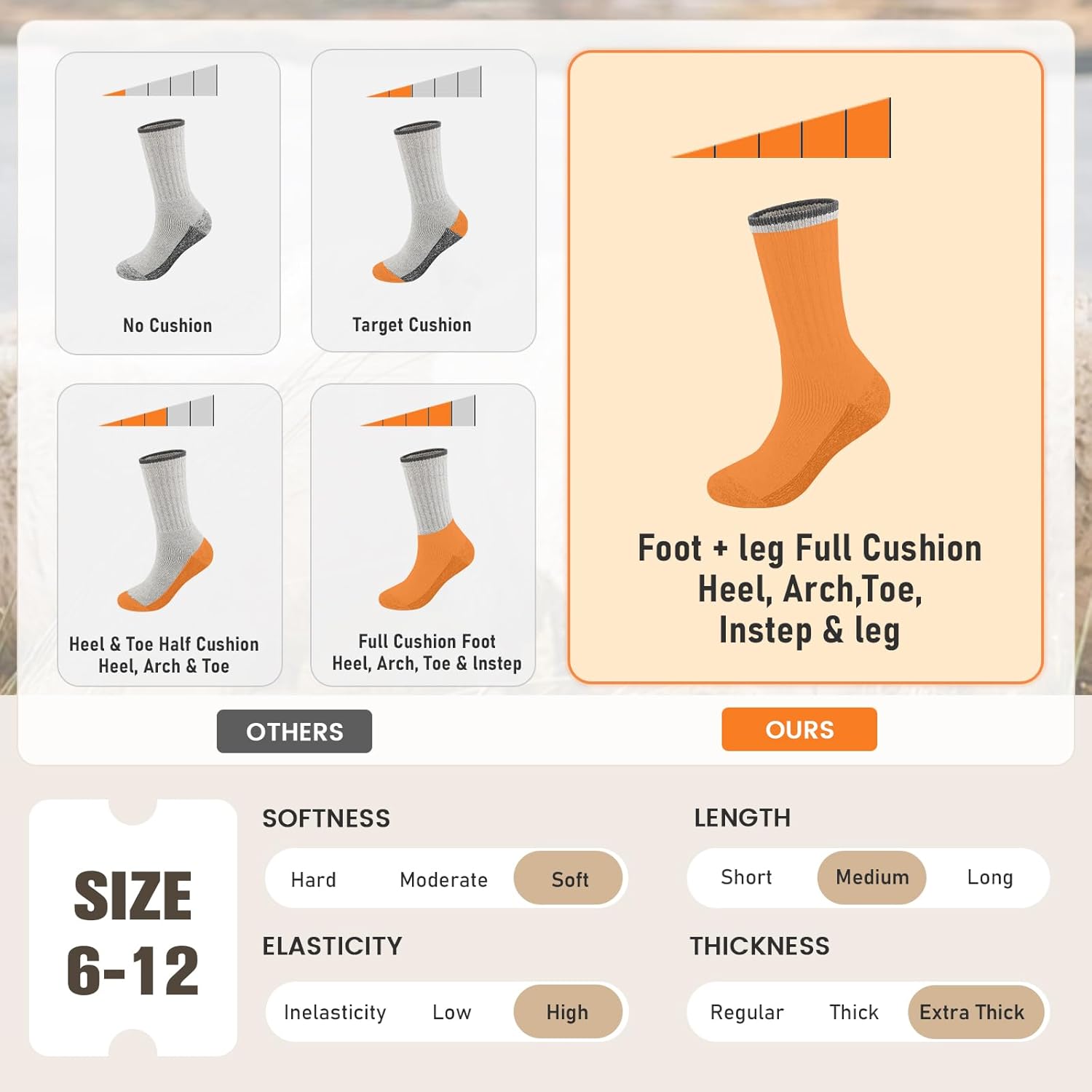 Merino Wool Socks For Running Thick Warm Socks Thermal Shock-Absorbing Socks