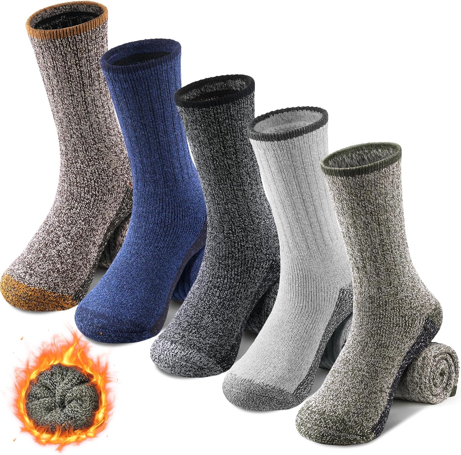 Merino Wool Socks For Running Thick Warm Socks Thermal Shock-Absorbing Socks